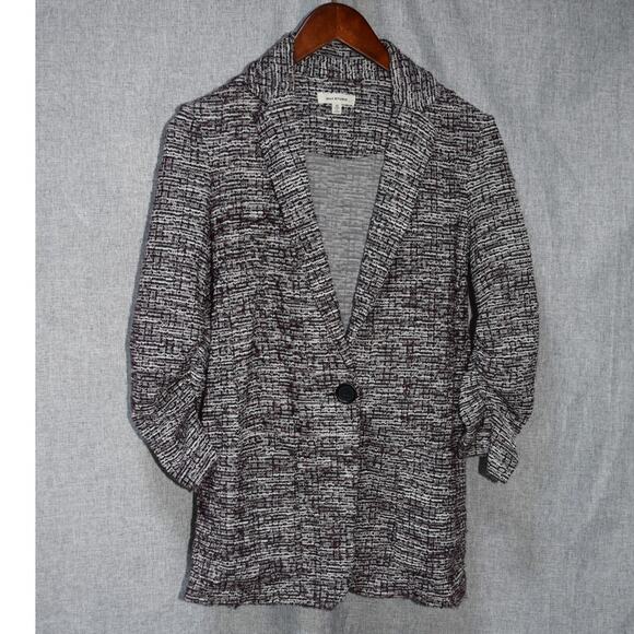 Max Studio Textured Knit Blazer Jacket Gray Marled Single Button Women’s Medium - Picture 1 of 3